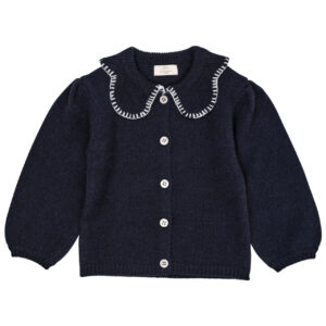 Cashmere Cardigan with Collar - Navy blue