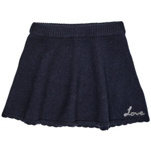Cashmere Skirt With Embroidery Love - Navy Blue