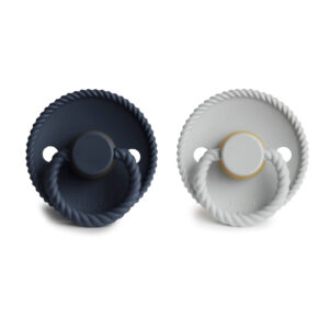 Frigg Rope - Round Latex 2-Pack Pacifiers - Silver gray/Dark Navy