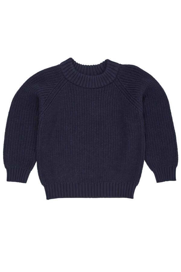 Classic Rib-Knitted Blouse Navy