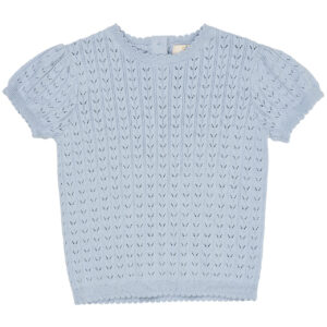 Knitted Pointelle Blouse Dusty Blue