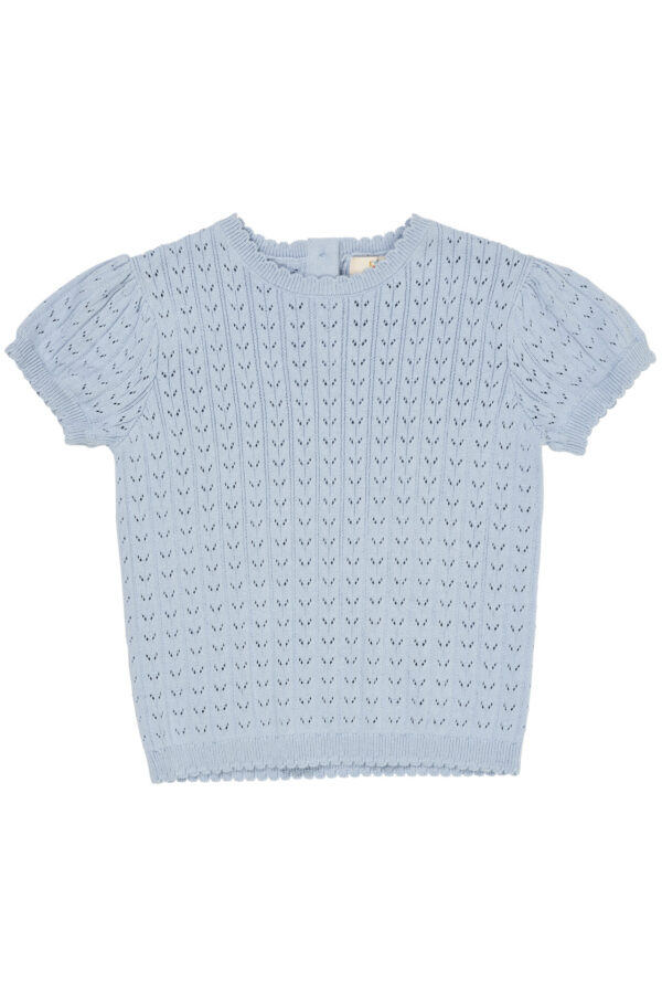 Knitted Pointelle Blouse Dusty Blue