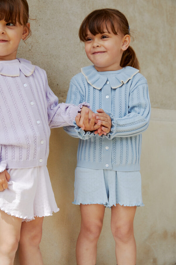 Pointelle Knitted Cardigan With Collar - Image 6