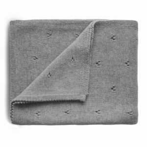Mushie Knitted Baby Blanket Pointelle Gray Melange