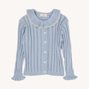 Pointelle Knitted Cardigan With Collar