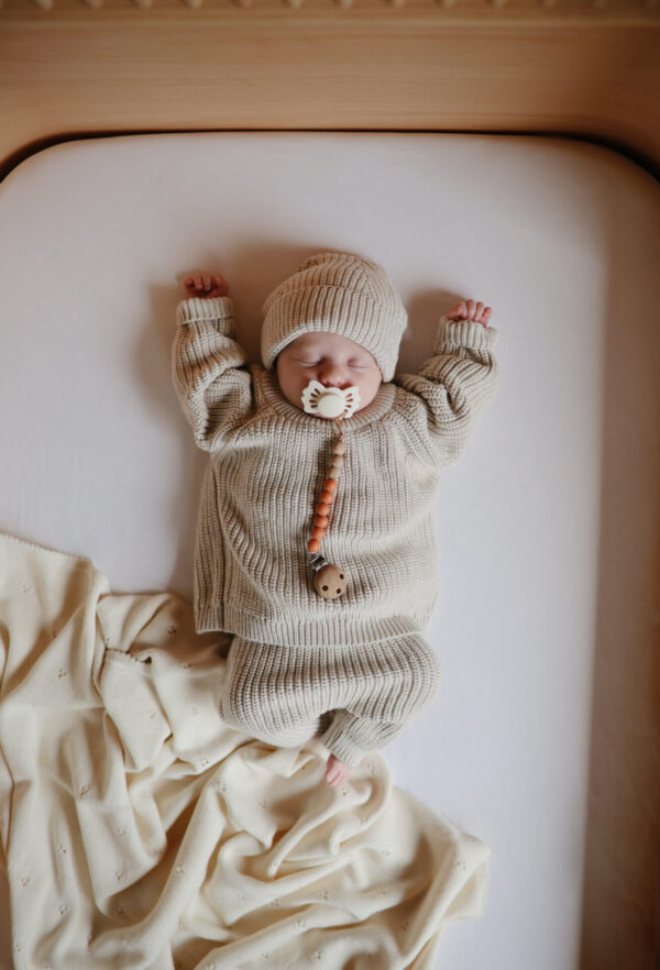 Mushie Baby Pullover Chunky Knit Beige - Image 2
