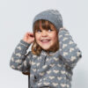 Cashmere Wool Heart Beanie Grey Mel/Taupe Combi - Image 2