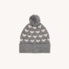 Cashmere Wool Heart Beanie Grey Mel/Taupe Combi