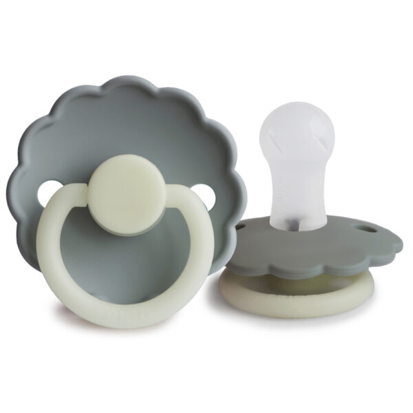 FRIGG Daisy Night Silicone Pacifier 2-Pack French Gray/Portobello - Size 1 - Image 2
