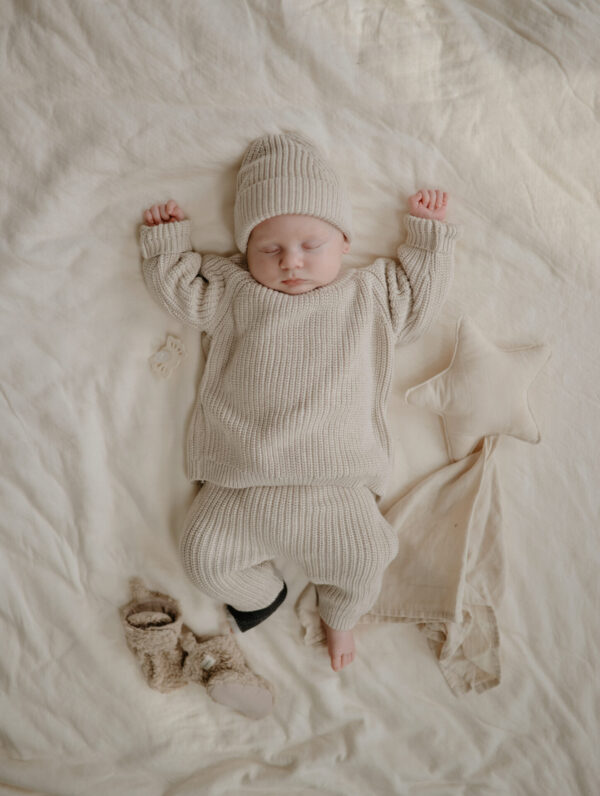 Mushie Baby Pullover Chunky Knit Beige - Image 3