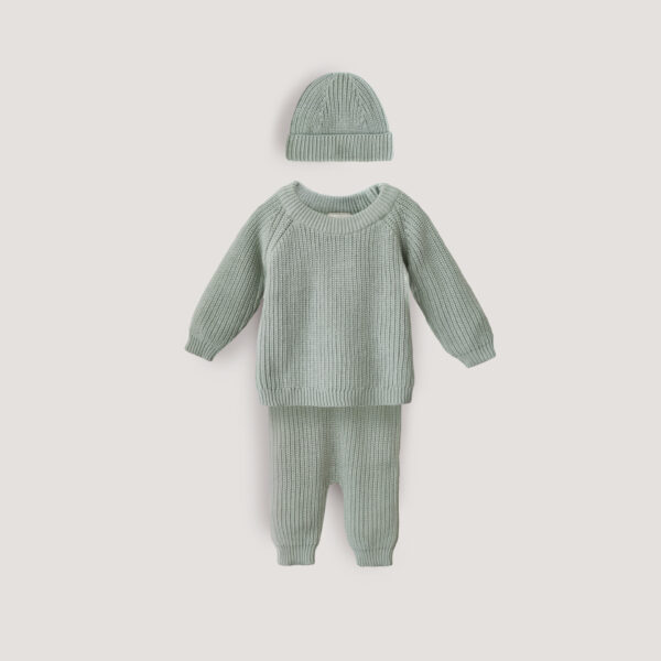 Mushie Chunky Knit Beanie - Light Mint - Image 2