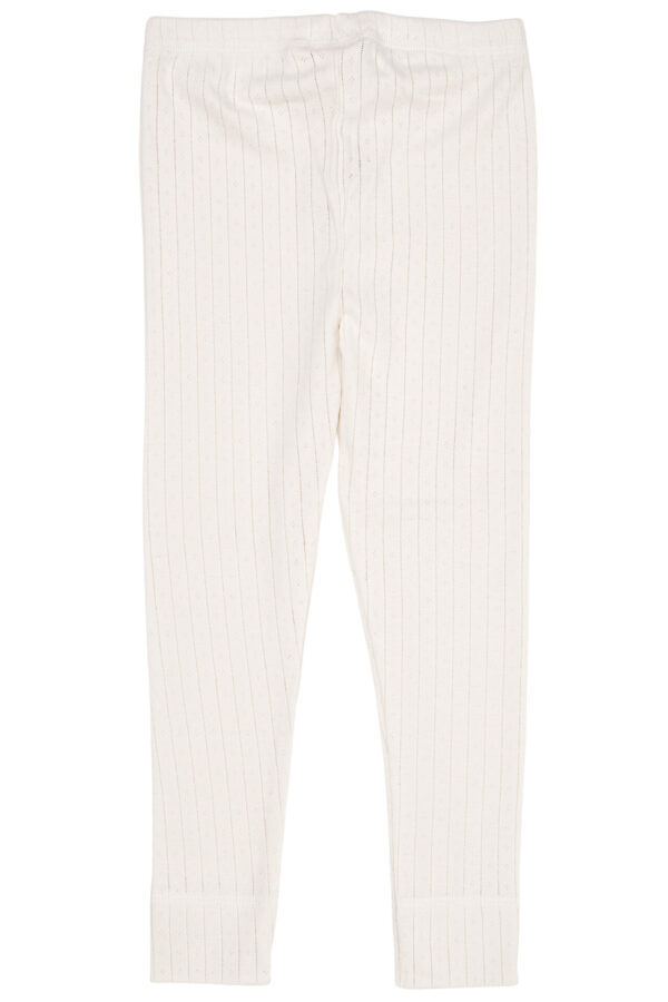 Pointelle Junior Leggings with String, Cream - Copenhagen Color - Image 2