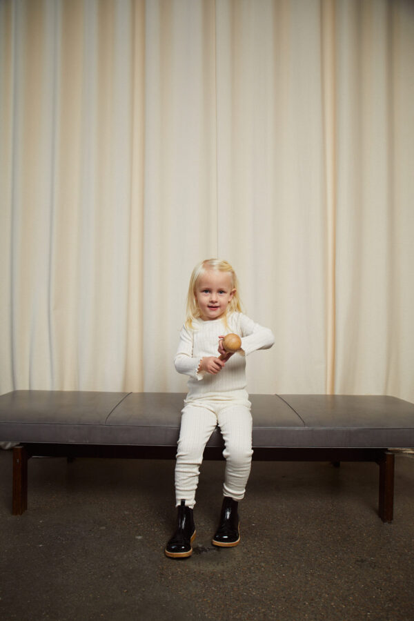 Pointelle Junior Leggings with String, Cream - Copenhagen Color - Image 4