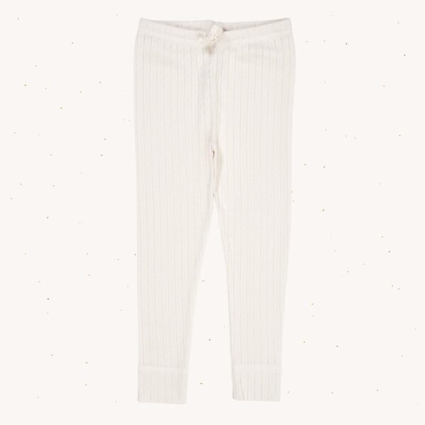 Pointelle Junior Leggings with String, Cream - Copenhagen Color