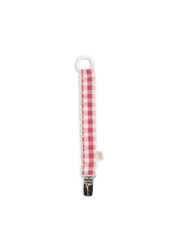 2 Pack Pacifier Strap, Bubblegum Check- Konges Slojd - Image 3