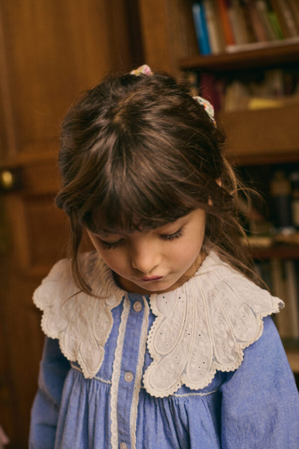 Hyacinte Dress, Blue Chambray – Louise Misha - Image 3