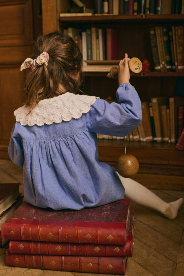 Hyacinte Dress, Blue Chambray – Louise Misha - Image 5