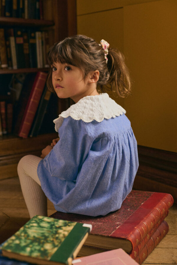 Hyacinte Dress, Blue Chambray – Louise Misha - Image 6