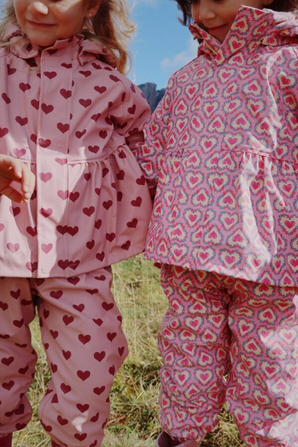Rainy Palme Set, Waterproof Fleece-Lined Rainwear, Amour Pink - Konges Slojd - Image 3