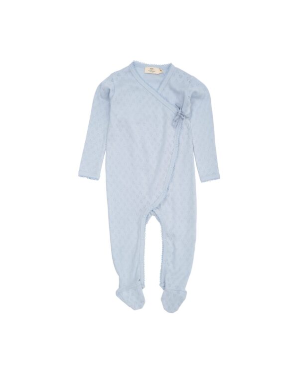 Pointelle Cross-over Full Body, Dusty Blue - Copenhagen Colors
