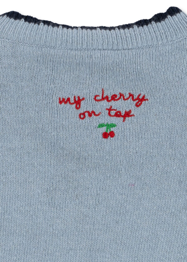 Alexa Knit Cardigan, Blue Frog Cherry - Konges Slojd - Image 3
