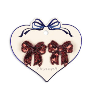 Konges Slojd Rio Red / Burgundy sequin bow hair clips, 2-pack