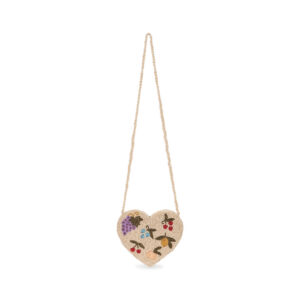 Konges Sløjd beaded heart-shaped shoulder bag in Vitamins and Crème
