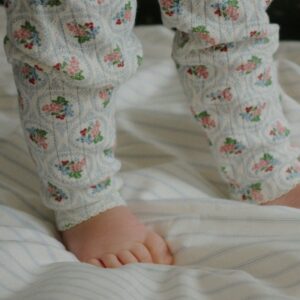 Konges Sløjd Minnie pointelle baby pants in Verona Blues made from GOTS-certified organic cotton