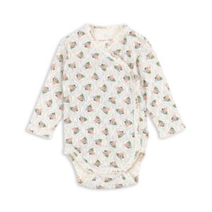 Konges Sløjd newborn soft body Minnie in Verona Blues made from organic cotton with pointelle knit and wrap closure