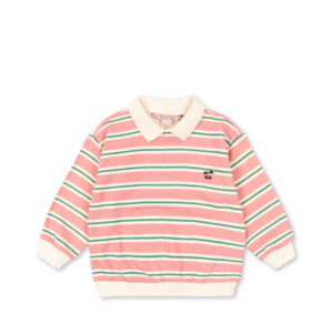 Konges Sløjd long sleeve polo shirt Spotty Blush Bound Stripe Cherry made from organic cotton