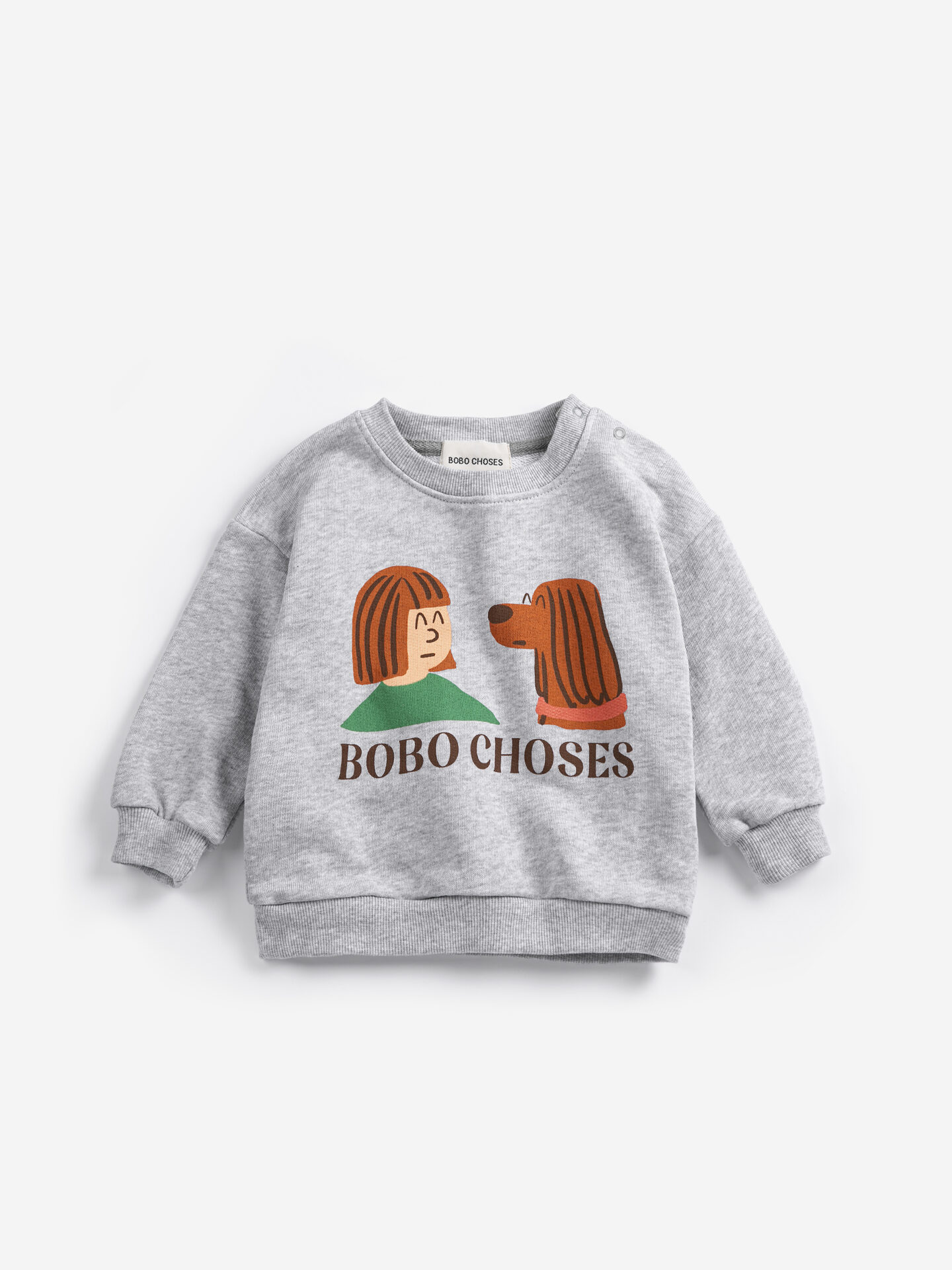 Kids Organic Sweatshirt, Friends In A Pickle, Grey - Bobo Choses - Image 2