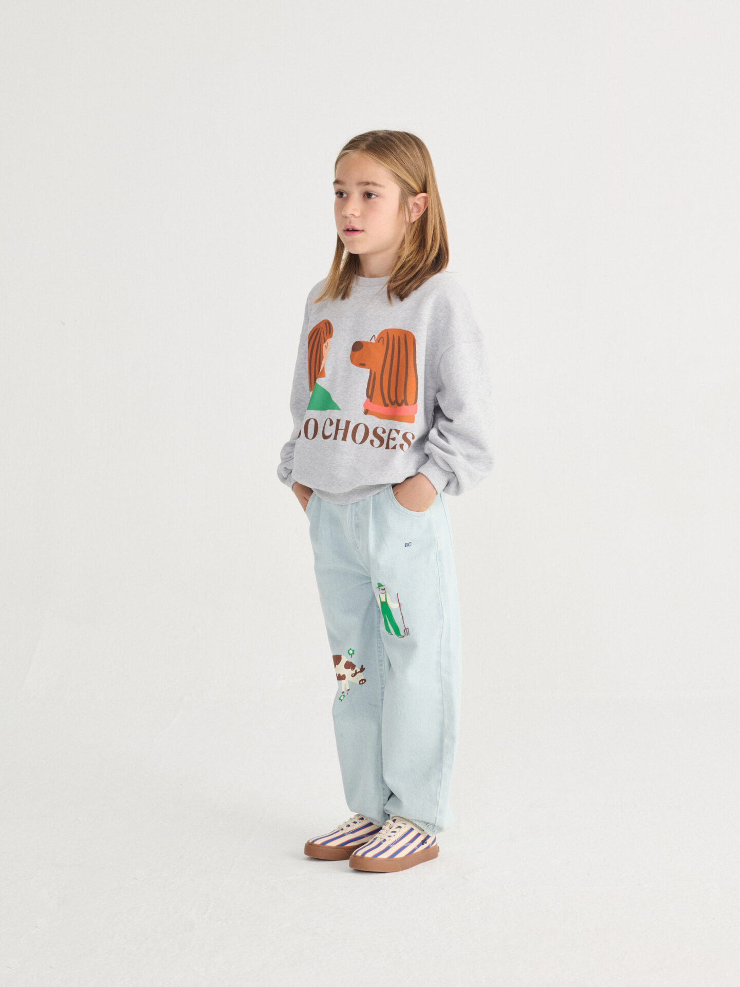 Kids Organic Sweatshirt, Friends In A Pickle, Grey - Bobo Choses - Image 7