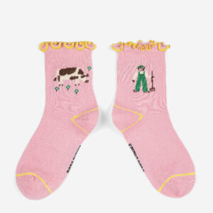 Kids ruffled short socks by Bobo Choses in pink color