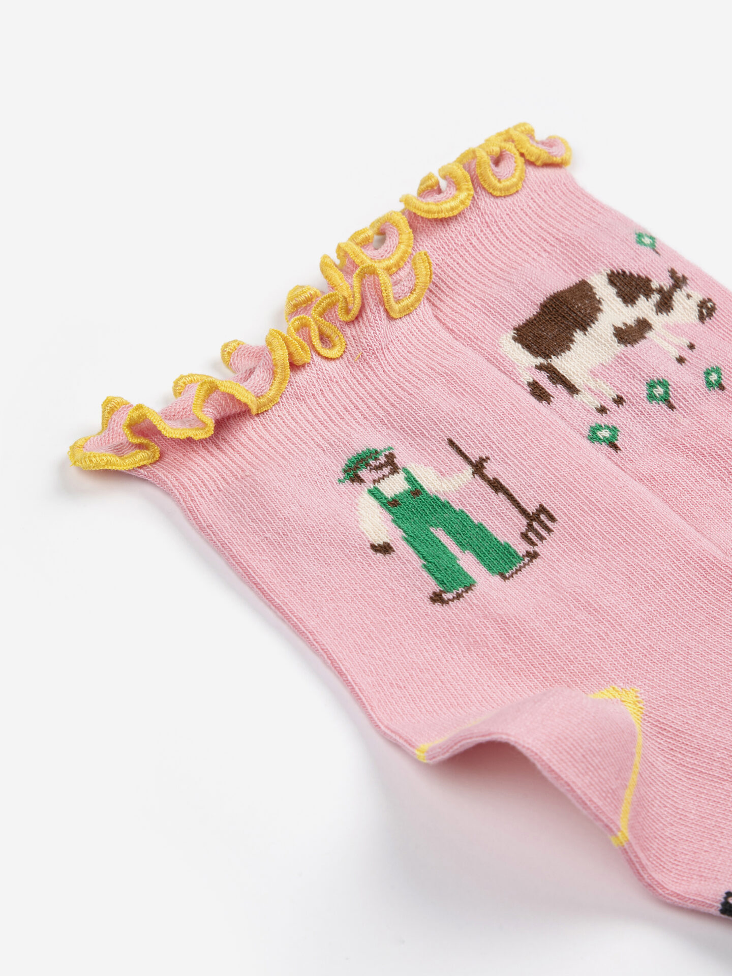Kids Ruffled Short Socks – Farm Adventure Pink - Bobo Choses - Image 2