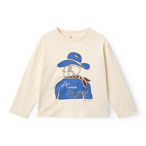 Copenhagen Colors boys long sleeve cotton t-shirt with Aussie ranger print in cream comb