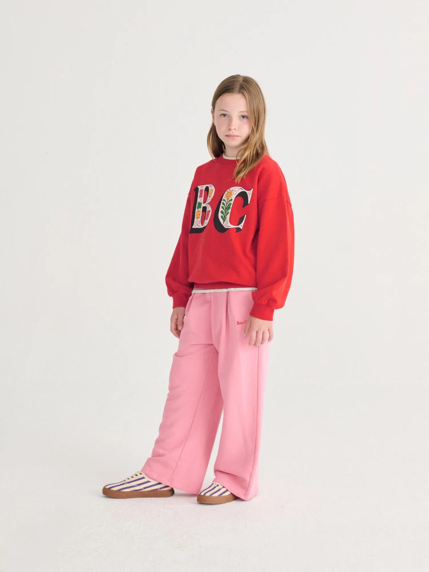 Straight Jogging Pants, Pink with Wide Leg Fit – Bobo choses - Image 2