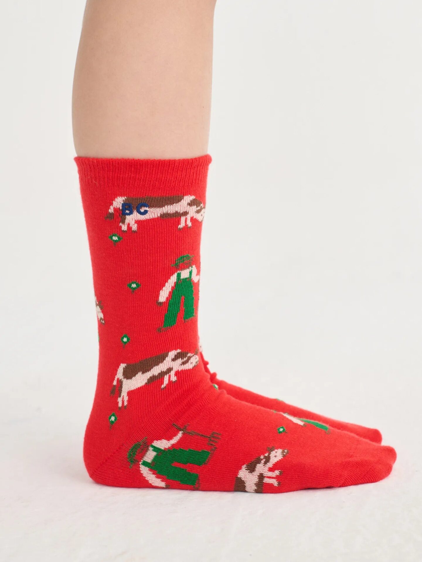 Farm Adventure All Over Long Socks, Red – Bobo Choses - Image 2