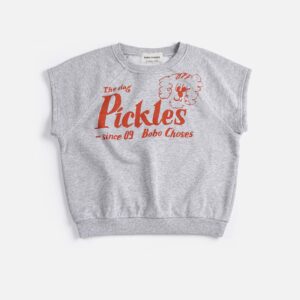 Bobo Choses Pickles The Dog heather grey sleeveless sweatshirt