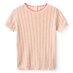 Knitted pointelle blouse Copenhagen Colors dusty rose organic cotton short sleeve