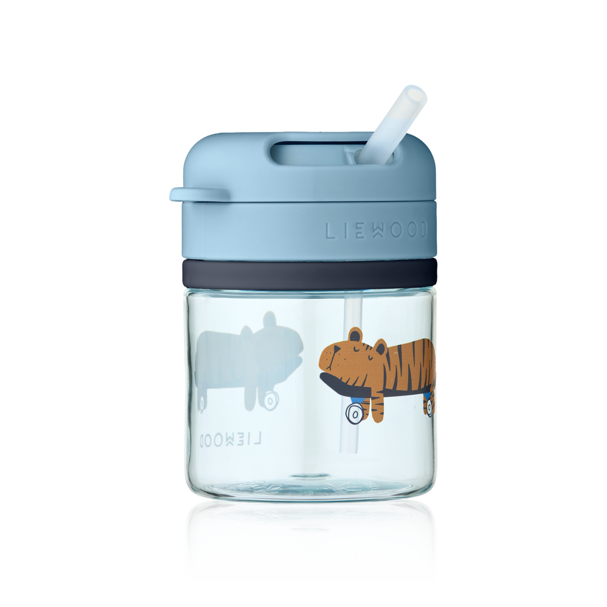 Pavia Tritan Straw Cup 280ml, Blue, Tiger – Liewood - Image 2