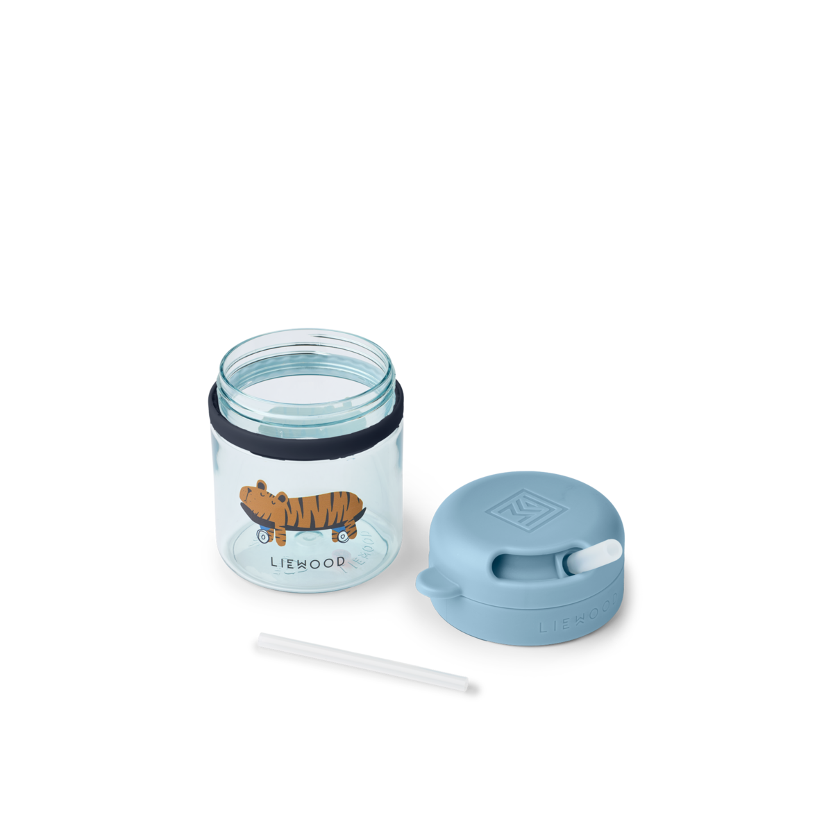 Pavia Tritan Straw Cup 280ml, Blue, Tiger – Liewood - Image 3