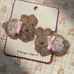 2 Pack Beaded Bunny Hair Clips with hand-sewn glass beads by Konges Slojd