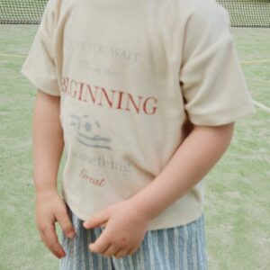 Itty Terry T-shirt kids tee made from soft organic cotton terry fabric, antique white