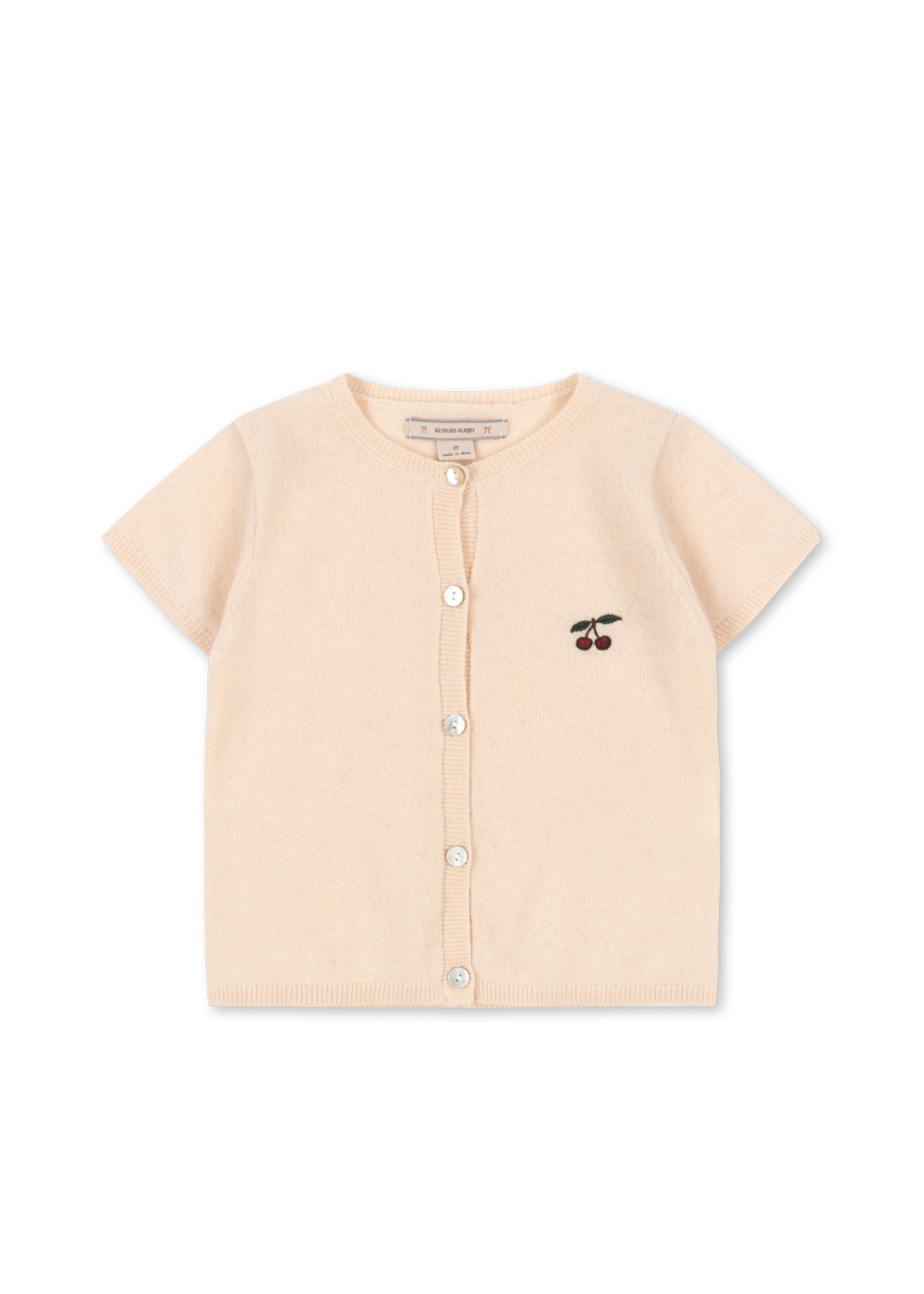 Konges Slojd Basi Wool Cardigan Buttercream Cherry for kids