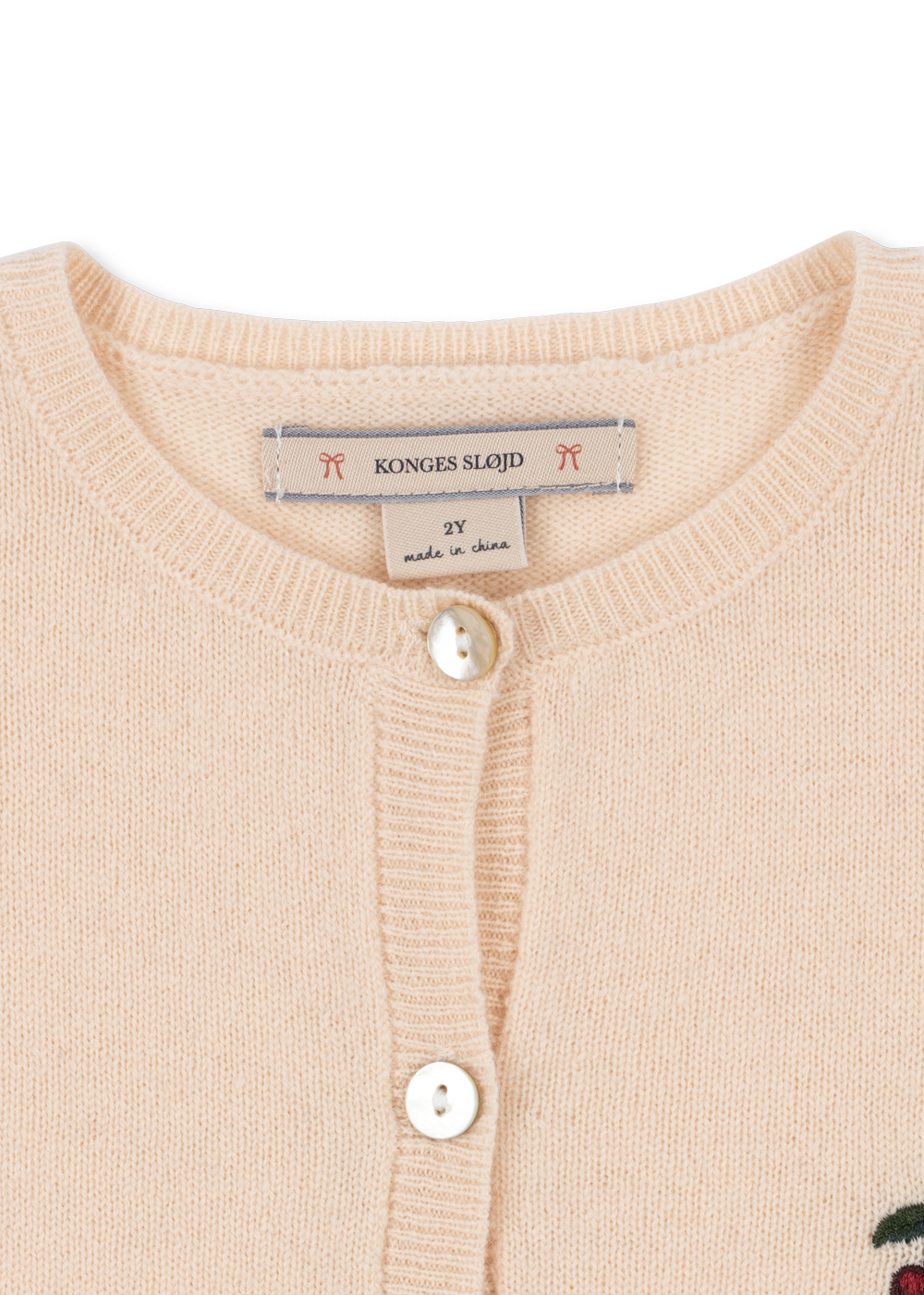 Konges Slojd Basi Wool Cardigan – Buttercream Cherry - Image 4