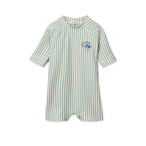 Thor Seersucker Baby Swim Jumpsuit Peppermint & Sandy by Liewood