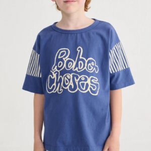 Bobo Choses By Hand Navy Blue T-Shirt front view organic cotton