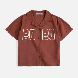 Bobo Choses Thin Brown Woven Shirt loose fit organic cotton