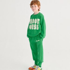 Bobo Choses Modern Green Jogging Pants loose fit fleece organic cotton