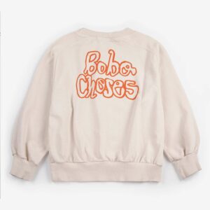 Bobo Choses By Hand Offwhite Raglan Sweatshirt organic cotton fleece